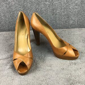 Stuart Weitzman Distressed Leather Sz 9 W Peep Toe Platform Wooden Stile…